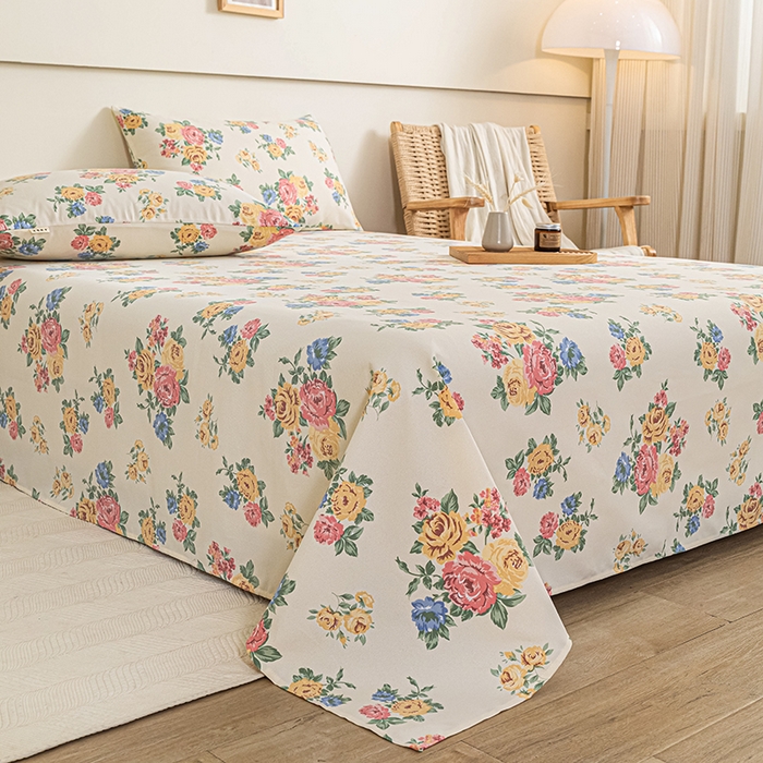 91家纺网 家纺一手货源 找家纺 芃成家纺 2025新款加厚老粗布床单 繁花