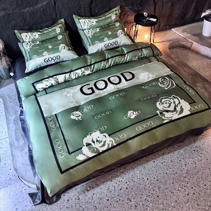 91家纺网 家纺一手货源 找家纺 丽斐纺织 2025新款冰丝四件套 青缇玫瑰