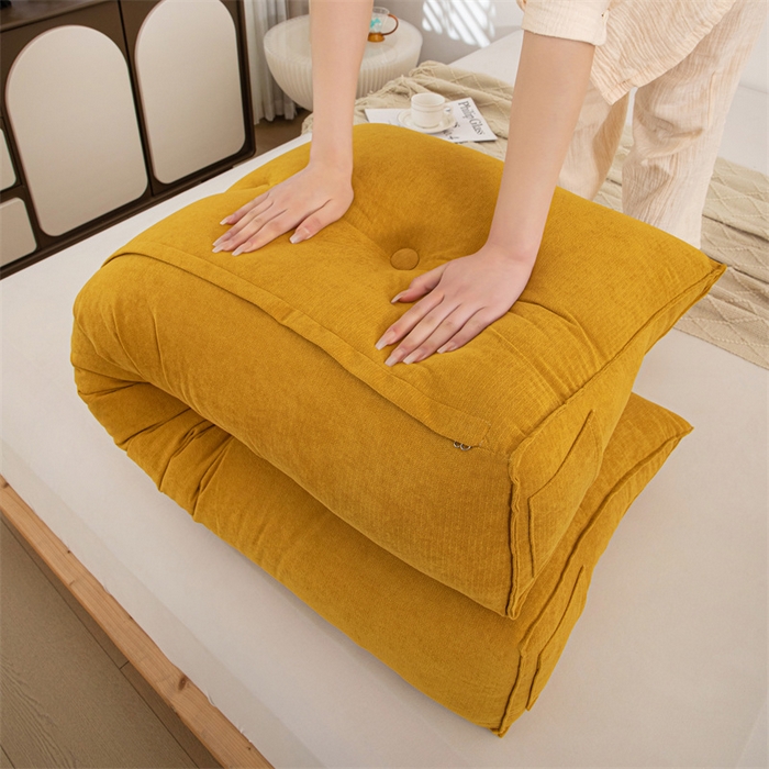 91家纺网 家纺一手货源 找家纺 沐沐家纺 2026新款雪尼绒三角靠背带头枕 高级黄