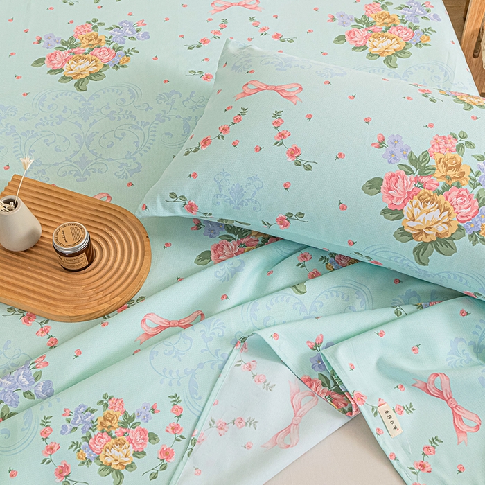 91家纺网 家纺一手货源 找家纺 芃成家纺 2025新款加厚老粗布床单 田园花卉