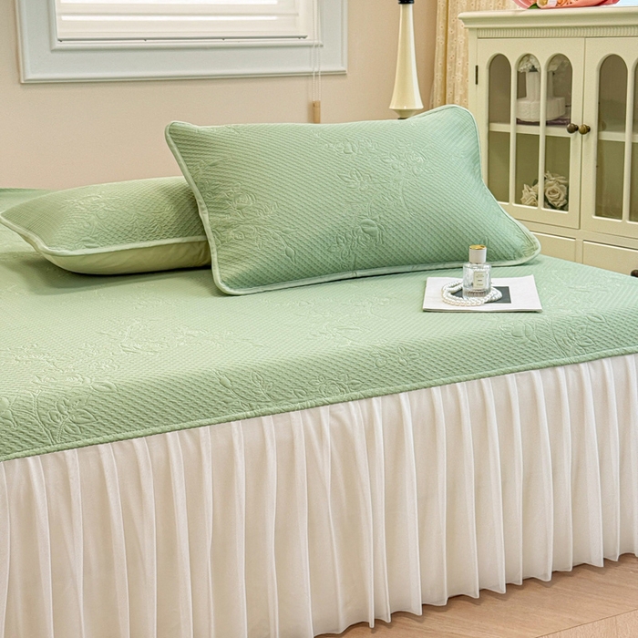 91家纺网 家纺一手货源 找家纺 布卢姆床垫 2025新款A类PE乙纶冰豆豆凉席床裙款 玫瑰花园