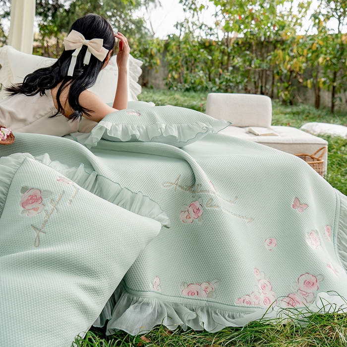 91家纺网 家纺一手货源 找家纺 （总）禾时 2025新款高端A类母婴级加密加厚450g品牌凉感丝啵啵面料床盖三件套夹棉床单