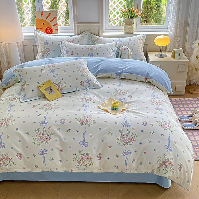 91家纺网 家纺一手货源 找家纺 天之爱 2025新款全棉印花单被套 幽幽花间兔