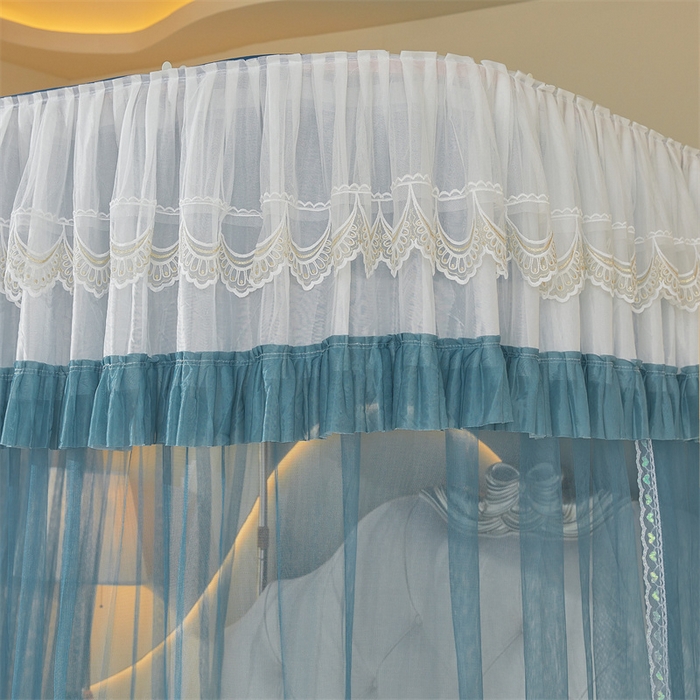 91家纺网 家纺一手货源 找家纺 迪凡保罗蚊帐 2025新款2513款双轨铝合金落地导轨蚊帐 海岛蓝