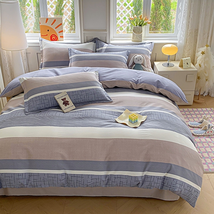 91家纺网 家纺一手货源 找家纺 天之爱 2025新款全棉印花四件套 布兰卡-灰