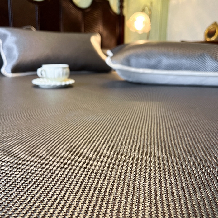 91家纺网 家纺一手货源 找家纺 网红馆（ck家纺） 2025新款可脱卸床裙款冰藤席-盛夏繁星 灰咖