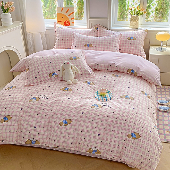 91家纺网 家纺一手货源 找家纺 天之爱 2025新款全棉印花四件套 趴趴熊