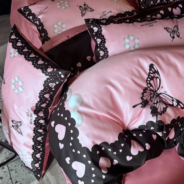 91家纺网 家纺一手货源 找家纺 丽斐纺织 2025新款冰丝四件套 梦蝶珠园