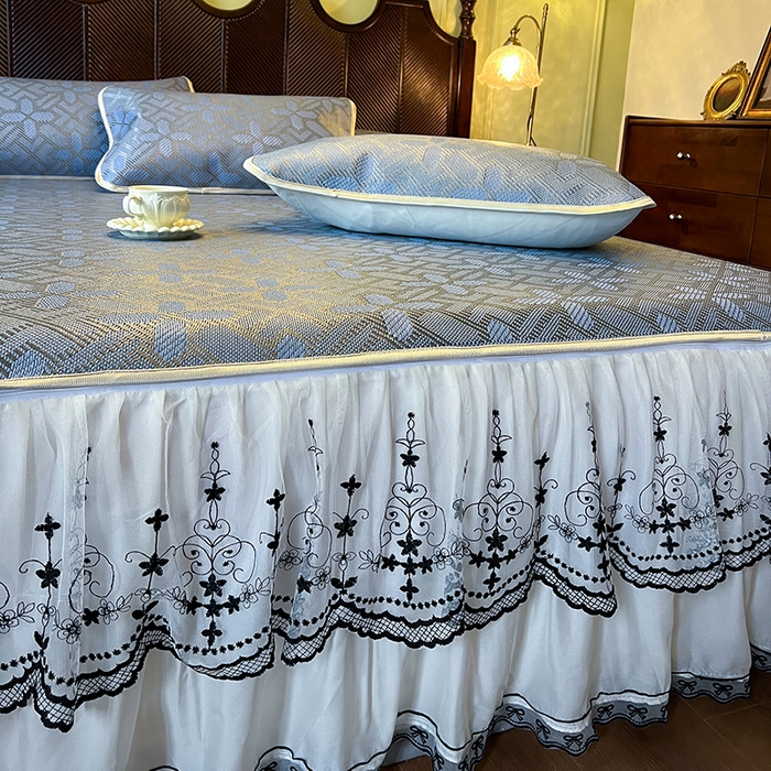 91家纺网 家纺一手货源 找家纺 网红馆（ck家纺） 2025新款可脱卸床裙款冰藤席-盛夏繁星 雾清