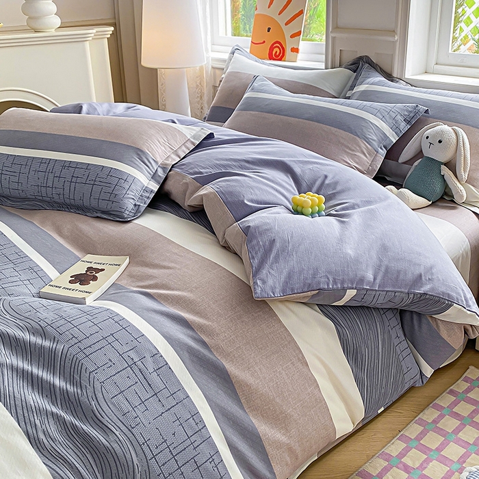 91家纺网 家纺一手货源 找家纺 天之爱 2025新款全棉印花四件套 布兰卡-灰