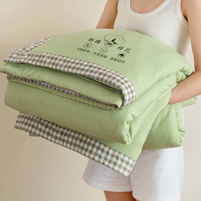 91家纺网 家纺一手货源 找家纺 帕芬鸟家纺 2025新款亲肤棉花夏被 浅绿
