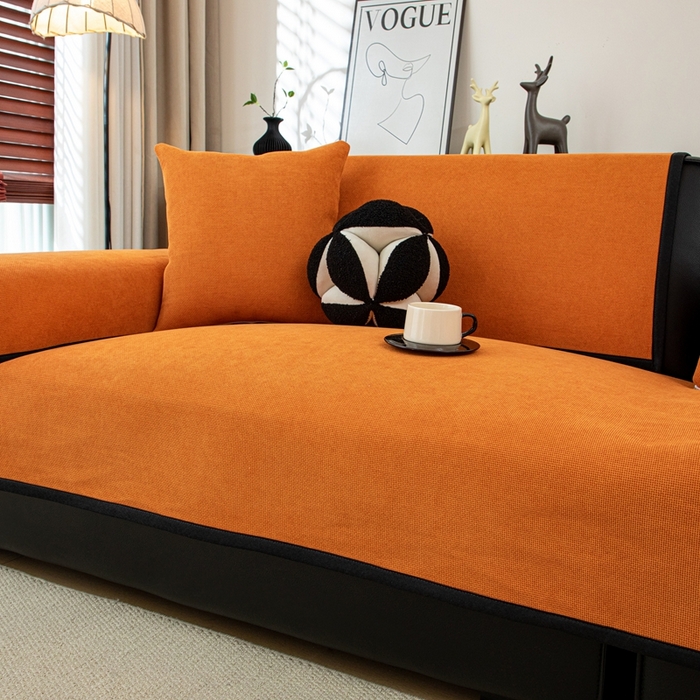 91家纺网 家纺一手货源 找家纺 沐沐家纺 2026新款沐春沙发垫 柑橘橙