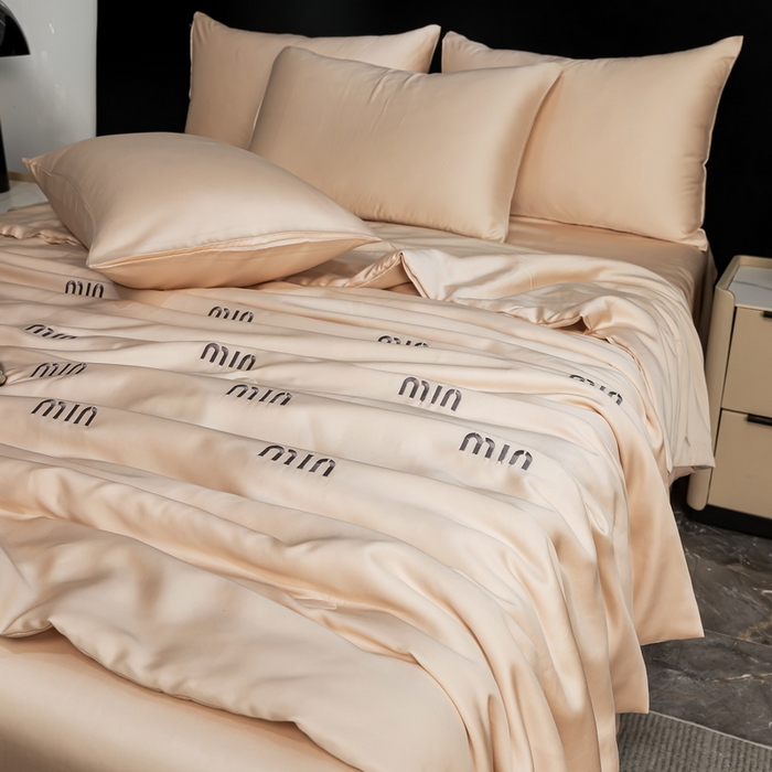 91家纺网 家纺一手货源 找家纺 梦镜家纺 2025新款A类水洗真丝夏被四件套-minmin minmin香槟