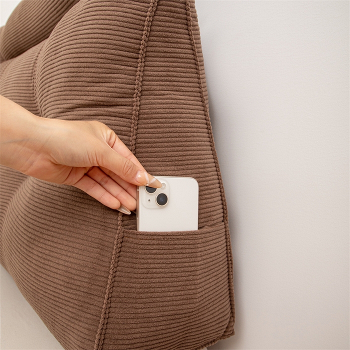 91家纺网 家纺一手货源 找家纺 沐沐家纺 2026新款灯芯绒三角靠背带头枕 深棕色