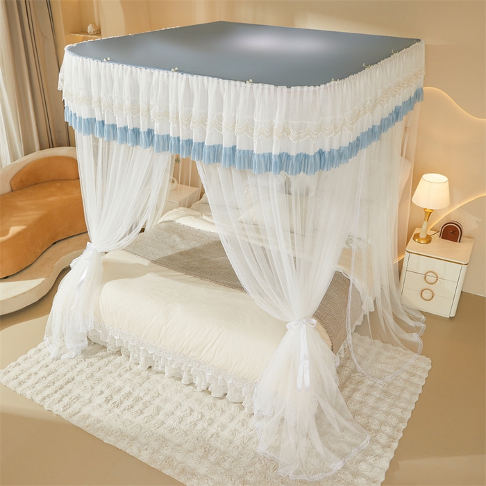 91家纺网 家纺一手货源 找家纺 迪凡保罗蚊帐 2025新款2513款双轨铝合金落地导轨蚊帐 欧白色