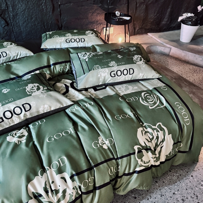 91家纺网 家纺一手货源 找家纺 丽斐纺织 2025新款冰丝四件套 青缇玫瑰