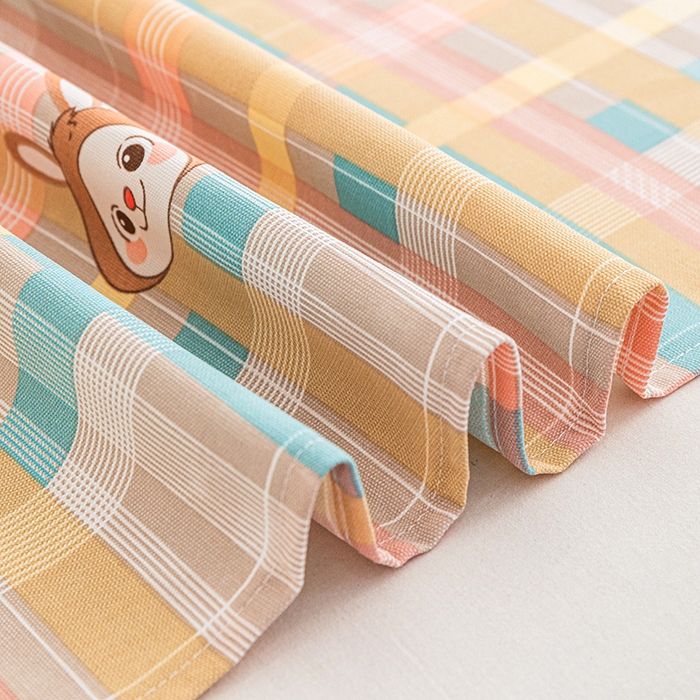 91家纺网 家纺一手货源 找家纺 芃成家纺 2025新款加厚老粗布床单 彩格兔