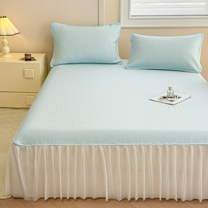 91家纺网 家纺一手货源 找家纺 布卢姆床垫 2025新款A类PE乙纶冰豆豆凉席床裙款 雪花