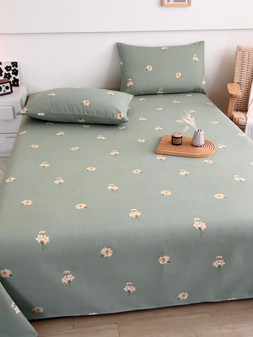 91家纺网 家纺一手货源 找家纺 芃成家纺 2025新款加厚老粗布床单 春意