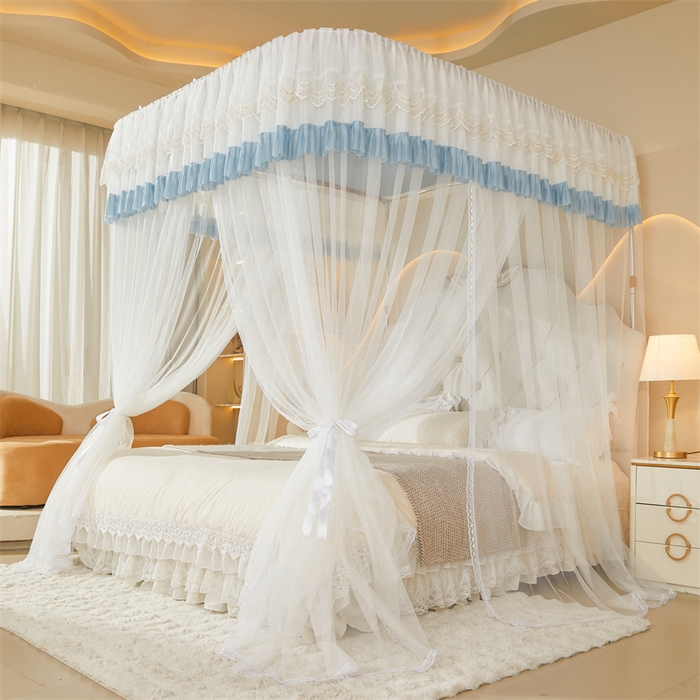 91家纺网 家纺一手货源 找家纺 迪凡保罗蚊帐 2025新款2513款双轨铝合金落地导轨蚊帐 欧白色