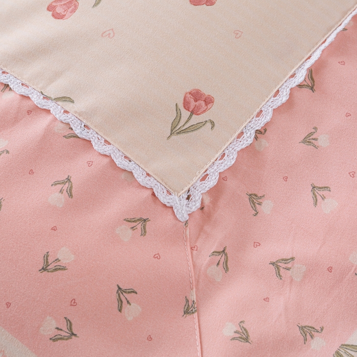 91家纺网 家纺一手货源 找家纺 皇谱家纺 新款韩版欧彩棉四件套磨毛直播爆款专版花型 郁金绮梦-粉