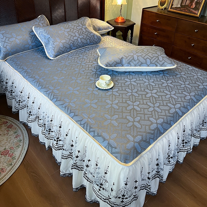 91家纺网 家纺一手货源 找家纺 网红馆（ck家纺） 2025新款可脱卸床裙款冰藤席-盛夏繁星 雾清