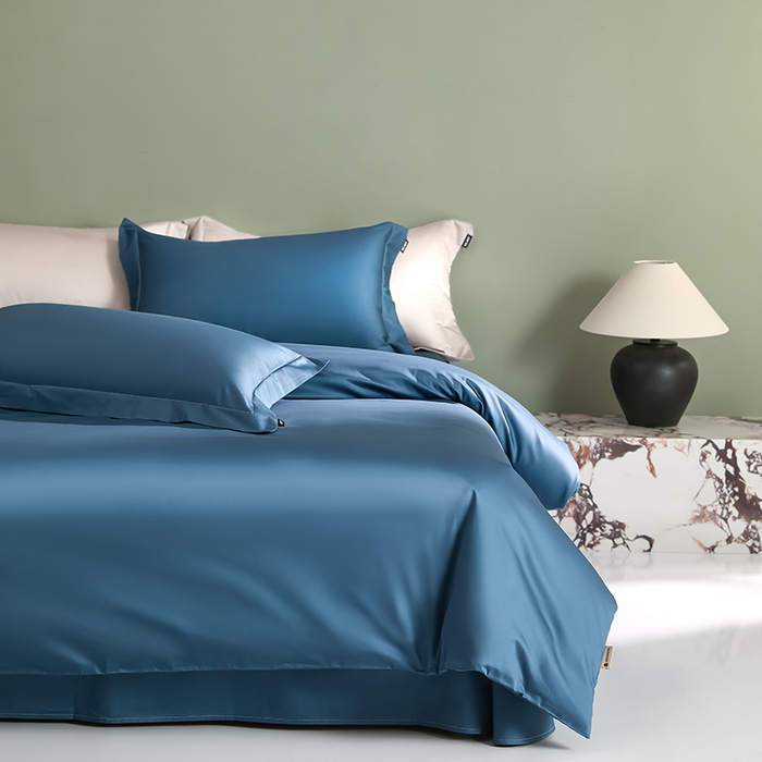 91家纺网 家纺一手货源 找家纺 禾时 2025新款轻奢A类100SPro新疆长绒棉四件套全棉纯棉高定款 宾利蓝