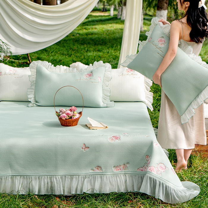 91家纺网 家纺一手货源 找家纺 （总）禾时 2025新款高端A类母婴级加密加厚450g品牌凉感丝啵啵面料床盖三件套夹棉床单