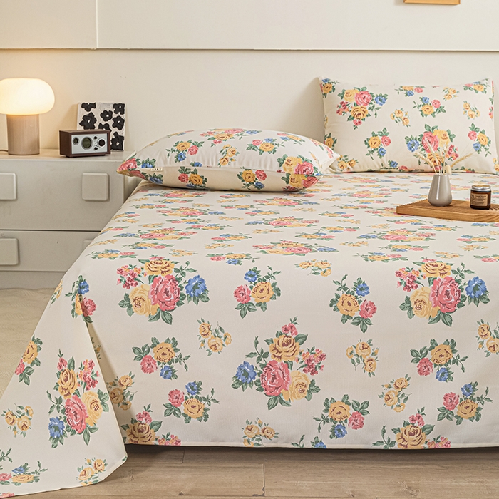 91家纺网 家纺一手货源 找家纺 芃成家纺 2025新款加厚老粗布床单 繁花