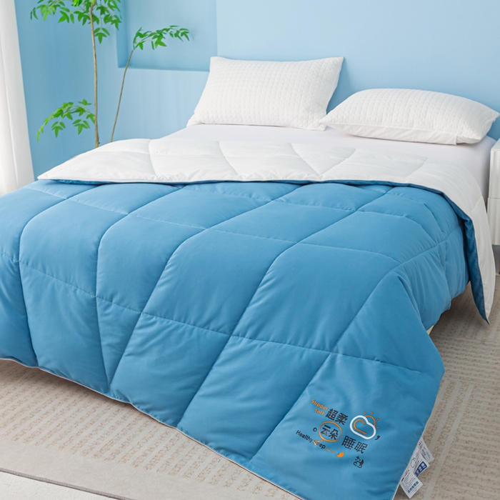 91家纺网 家纺一手货源 找家纺 好老表被业 2025新款超柔云朵被芯零压被子 超柔云感被蓝白