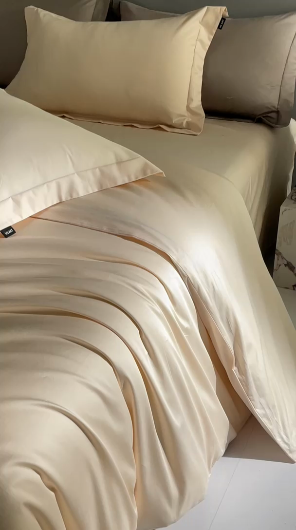 91家纺网 家纺一手货源 找家纺 禾时 2025新款轻奢A类100SPro新疆长绒棉四件套全棉纯棉高定款 奶酪黄