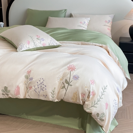 91家纺网 家纺一手货源 找家纺 （总）桃园 2025新款纯棉全棉长绒棉刺绣绣花四件套-洛可可（控价不低于198元）