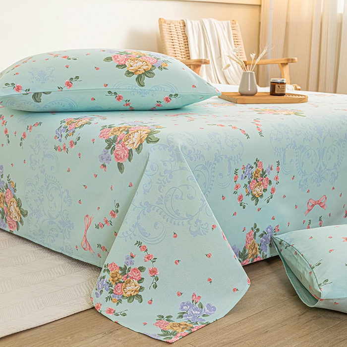 91家纺网 家纺一手货源 找家纺 芃成家纺 2025新款加厚老粗布床单 田园花卉