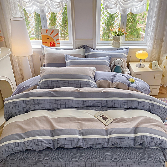 91家纺网 家纺一手货源 找家纺 天之爱 2025新款全棉印花四件套 布兰卡-灰