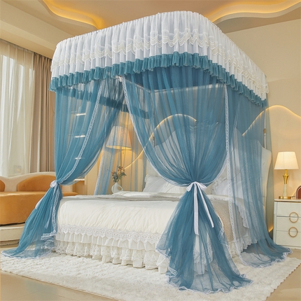 91家纺网 家纺一手货源 找家纺 迪凡保罗蚊帐 2025新款2513款双轨铝合金落地导轨蚊帐 海岛蓝