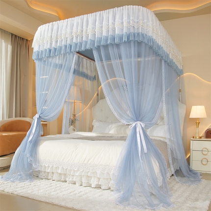 91家纺网 家纺一手货源 找家纺 迪凡保罗蚊帐 2025新款2513款双轨铝合金落地导轨蚊帐 蓝灰色