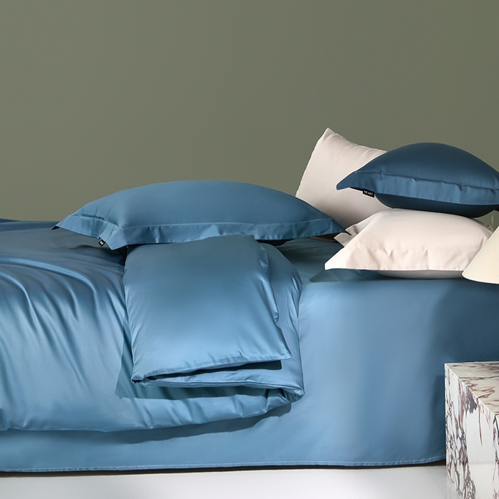 91家纺网 家纺一手货源 找家纺 禾时 2025新款轻奢A类100SPro新疆长绒棉四件套全棉纯棉高定款 宾利蓝