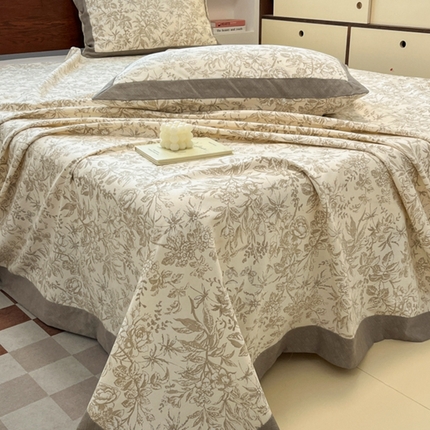 91家纺网 家纺一手货源 找家纺 宜代光年  2025新款全棉老粗布数码印花床单（拼角工艺） 素影
