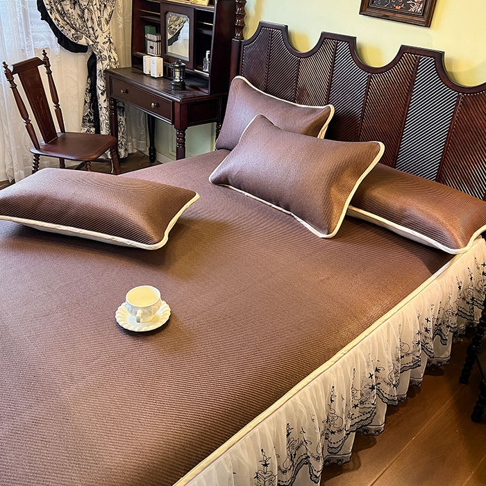 91家纺网 家纺一手货源 找家纺 网红馆（ck家纺） 2025新款可脱卸床裙款冰藤席-盛夏繁星 深咖