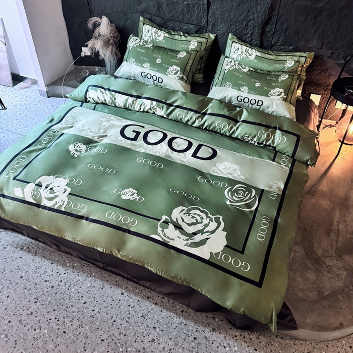 91家纺网 家纺一手货源 找家纺 丽斐纺织 2025新款冰丝四件套 青缇玫瑰