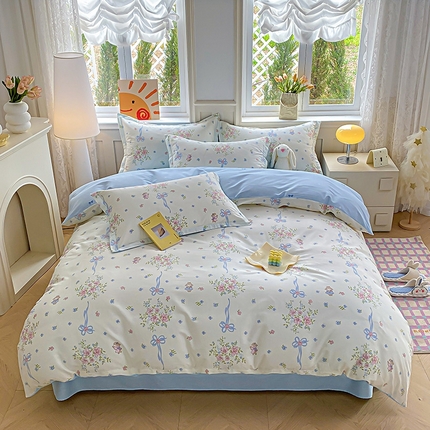 天之爱 2025新款全棉印花单被套 幽幽花间兔
