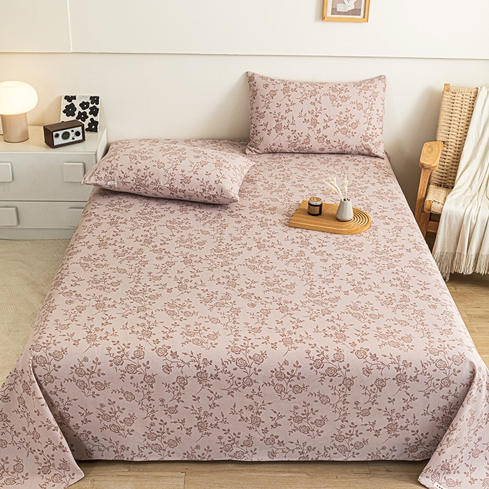 91家纺网 家纺一手货源 找家纺 芃成家纺 2025新款加厚老粗布床单 素秋-咖