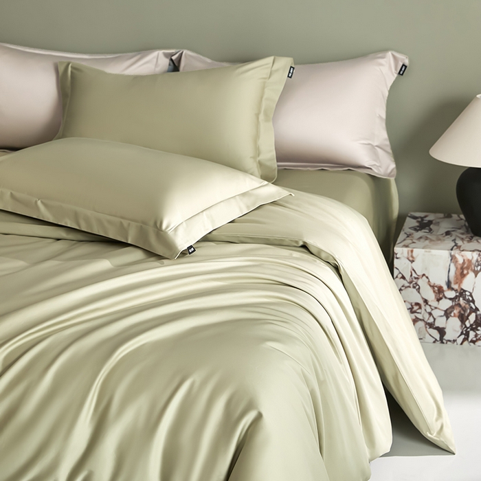 91家纺网 家纺一手货源 找家纺 禾时 2025新款轻奢A类100SPro新疆长绒棉四件套全棉纯棉高定款 抹茶绿