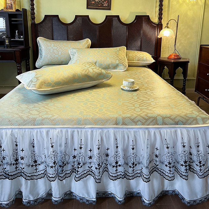 91家纺网 家纺一手货源 找家纺 （总）网红馆（ck家纺） 2025新款可脱卸床裙款冰藤席-盛夏繁星