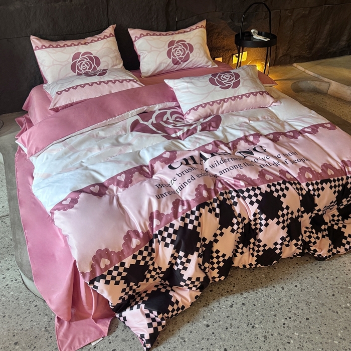 91家纺网 家纺一手货源 找家纺 丽斐纺织 2025新款冰丝四件套 香茶公主