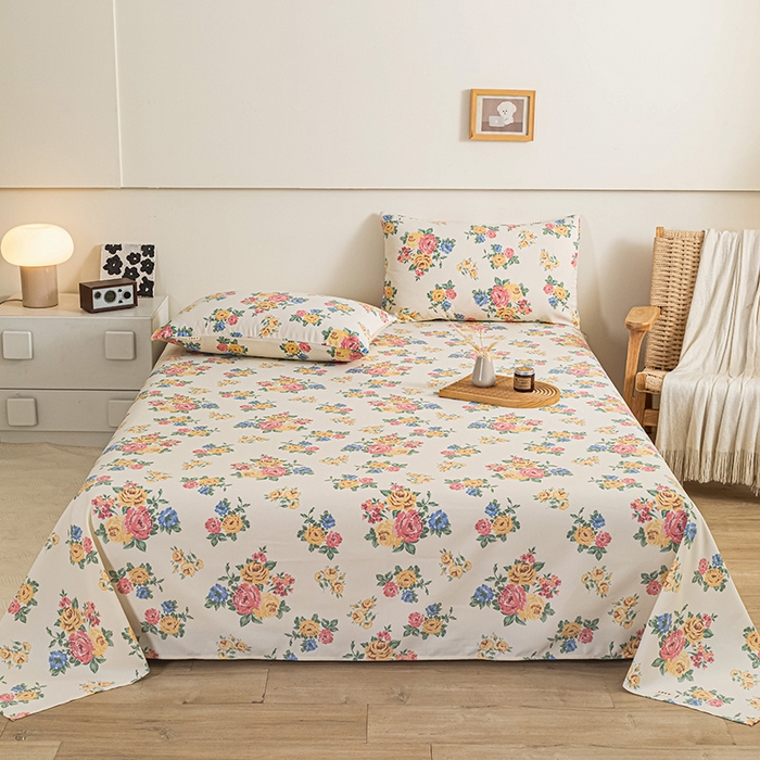 91家纺网 家纺一手货源 找家纺 芃成家纺 2025新款加厚老粗布床单 繁花