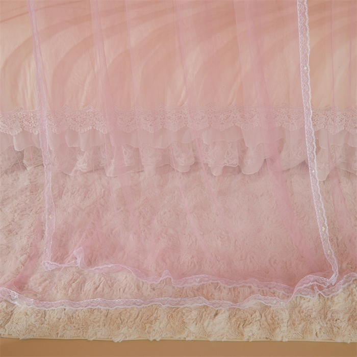 91家纺网 家纺一手货源 找家纺 迪凡保罗蚊帐 2025新款2513款双轨铝合金落地导轨蚊帐 樱花粉