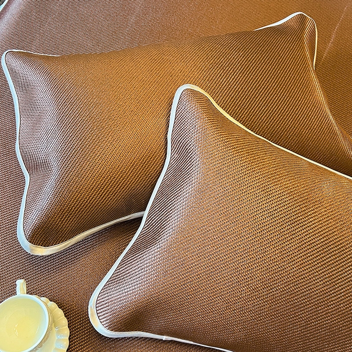 91家纺网 家纺一手货源 找家纺 网红馆（ck家纺） 2025新款可脱卸床裙款冰藤席-盛夏繁星 栗棕