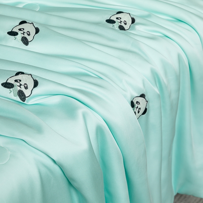 91家纺网 家纺一手货源 找家纺 （总）梦镜家纺 2025新款A类水洗真丝夏被四件套-熊猫