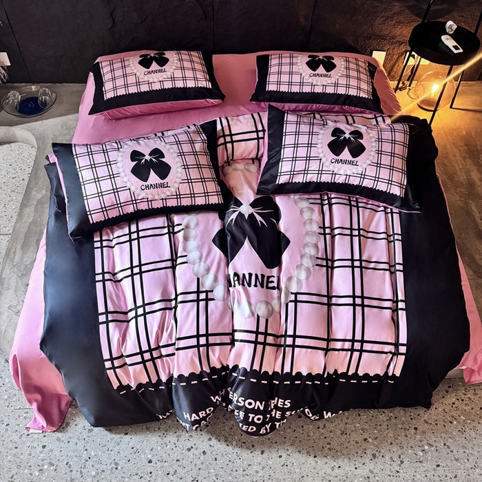 91家纺网 家纺一手货源 找家纺 丽斐纺织 2025新款冰丝四件套 黑粉格格